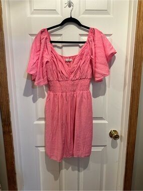 Abercrombie & Fitch Pink V-Neck Ruched Front Top